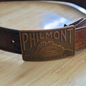 Philmont Tooled Leather Belt 36" Boy Scout Ranch Vintage VTG w/ Brass Buckle